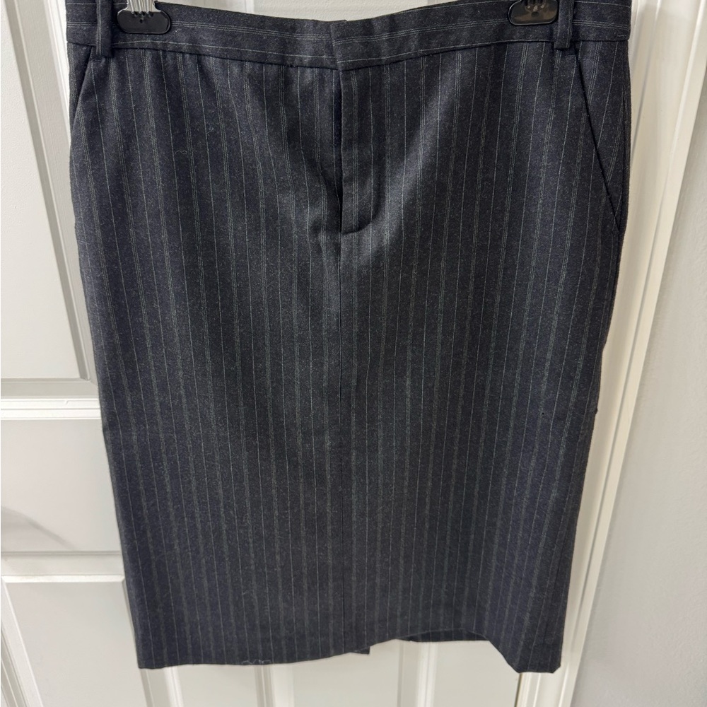 Banana Republic Charcoal Pinstripe Pencil Skirt Lined Wool 8